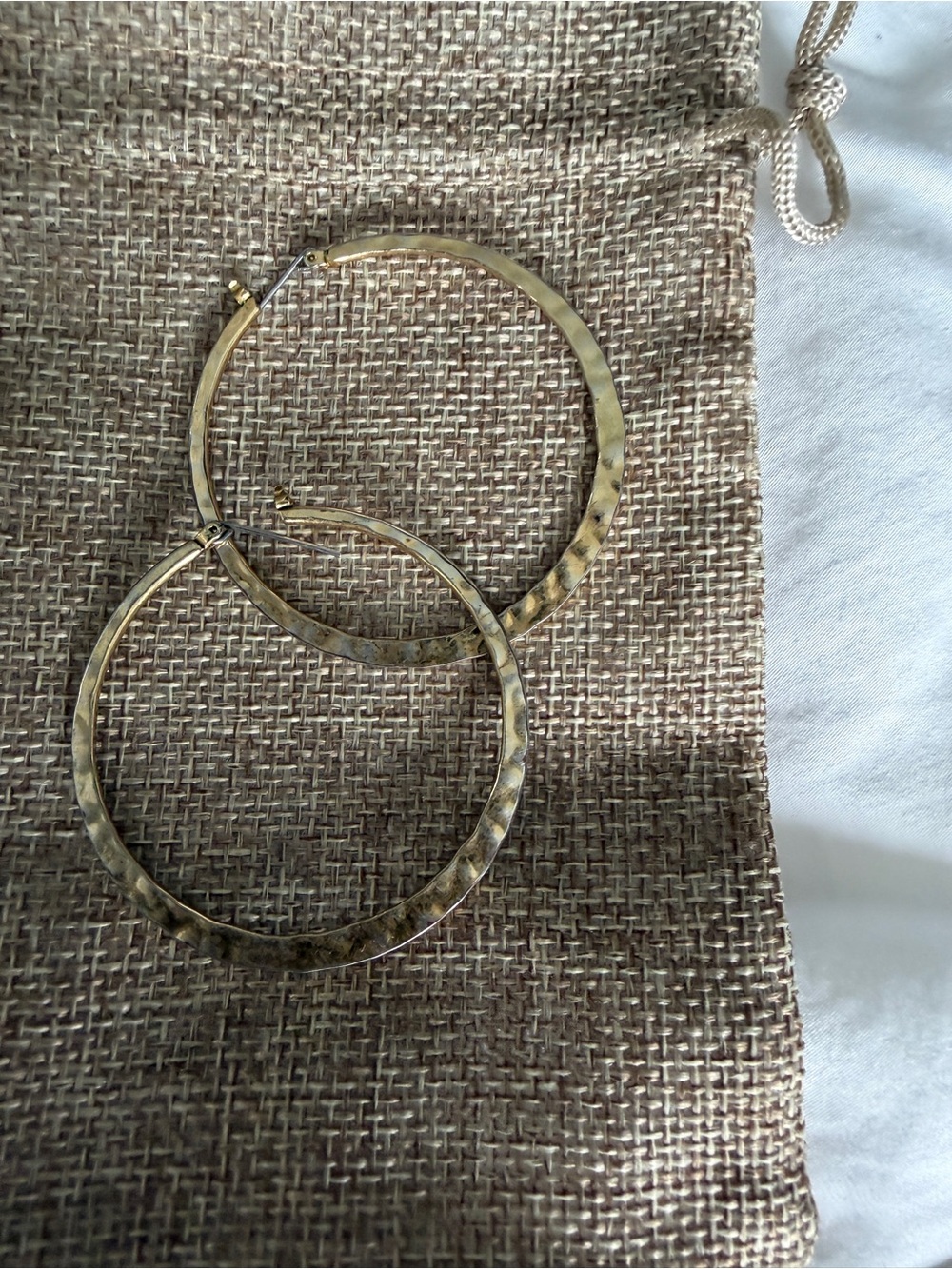 Stella & Dot Gold Hammered Hoop Earrings